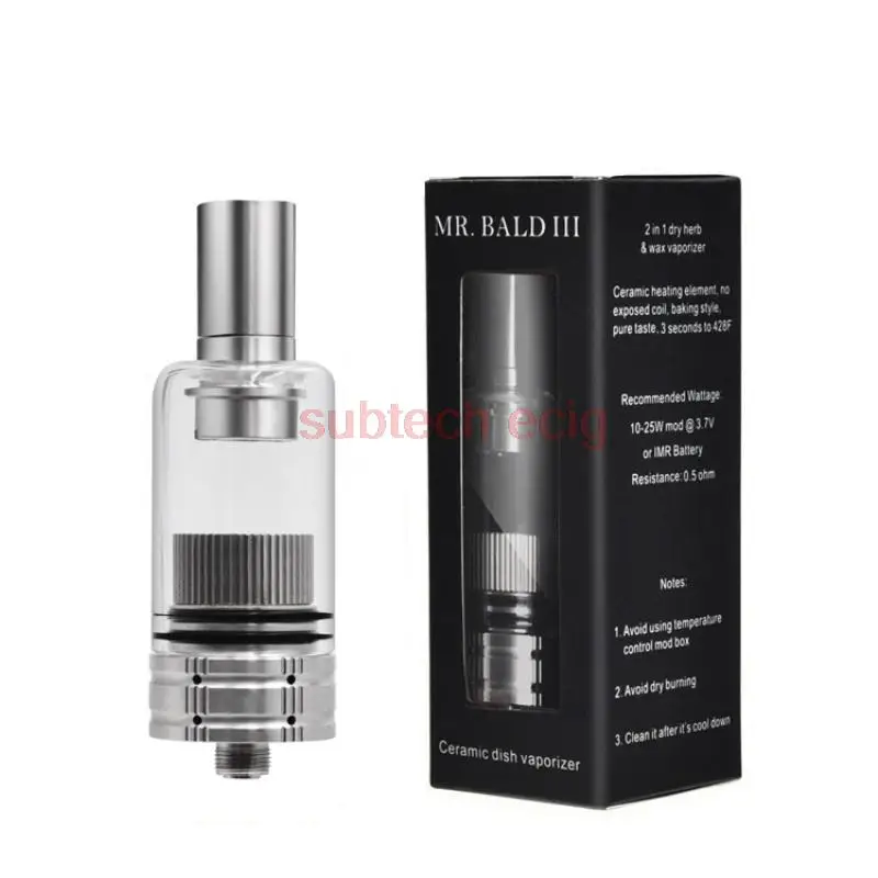 

Ecig Longmada Mr Bald III Wax Atomizer Tank 510 Thread Dry Herb Atomizers Kit Ceramic Heating Coil Chamber For Vape Pen Battery