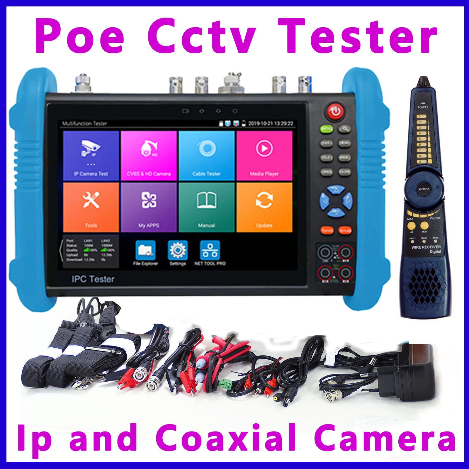 

Ipc 9800movtadhs Plus Poe Cctv Tester Video Tester Security Camera Monitor 4k Hd Sdi Ip and Coaxial Camera Tester Rj45 Test Iptv