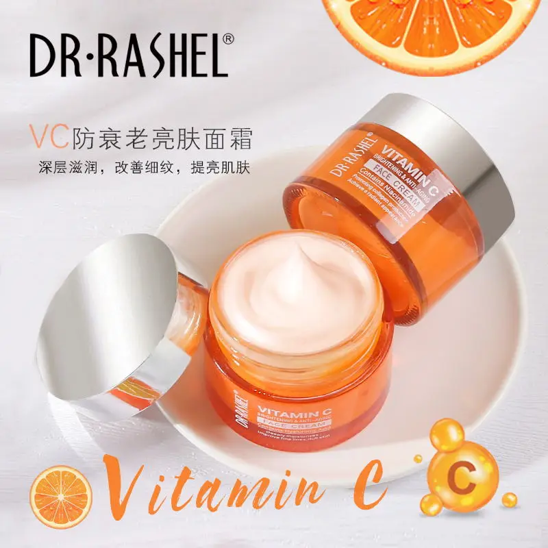 DR.RASHEL Vitamin C Face Cream Improve Fine Lines Dull Skin Whitening Moisturizing Anti Aging Serum Fade Dark Spots Skin Care
