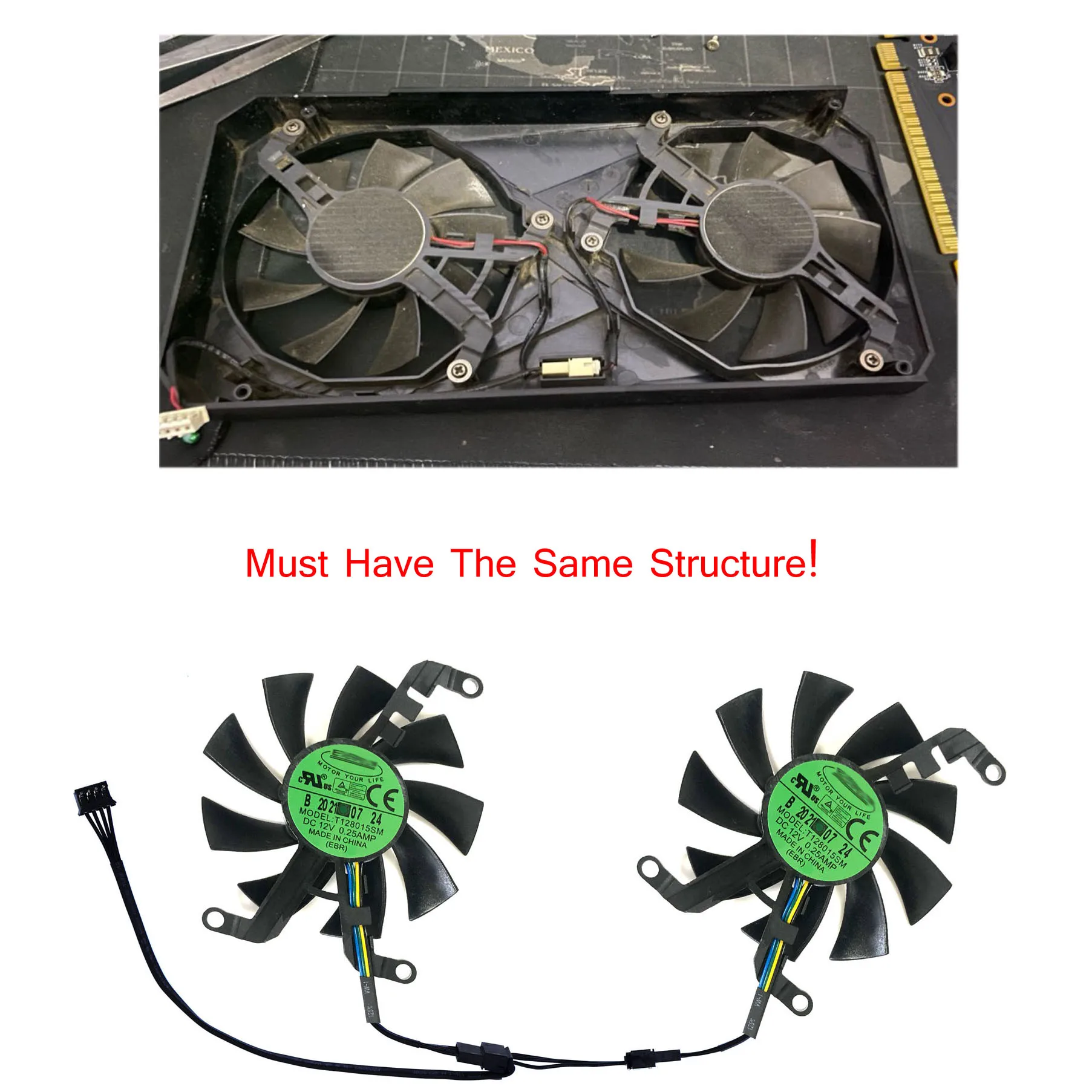 Вентилятор для видеокарты, охладитель GPU VGA, для GALAX GTX 1650 GTX1650 EX PLUS 4GB, 2 шт.компл., DIY 75 мм T128015SM (art.: 3920dbb072e1c) - 3920dbb072e1c