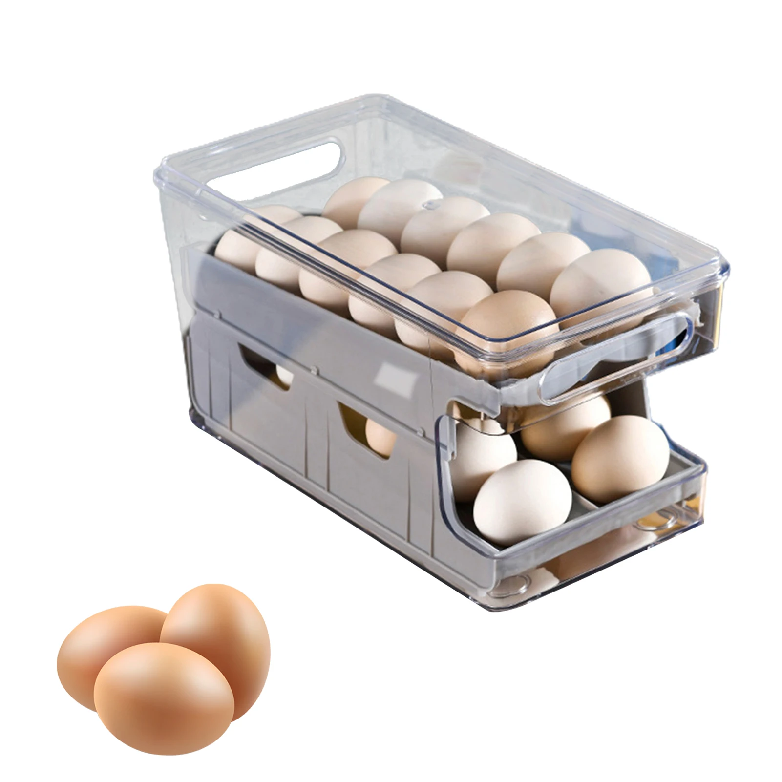 

Refrigerator Egg Holder Automatic Egg Rolling Egg Container Double-Layer Egg Containers With Lid And Slide Design Fit For Most