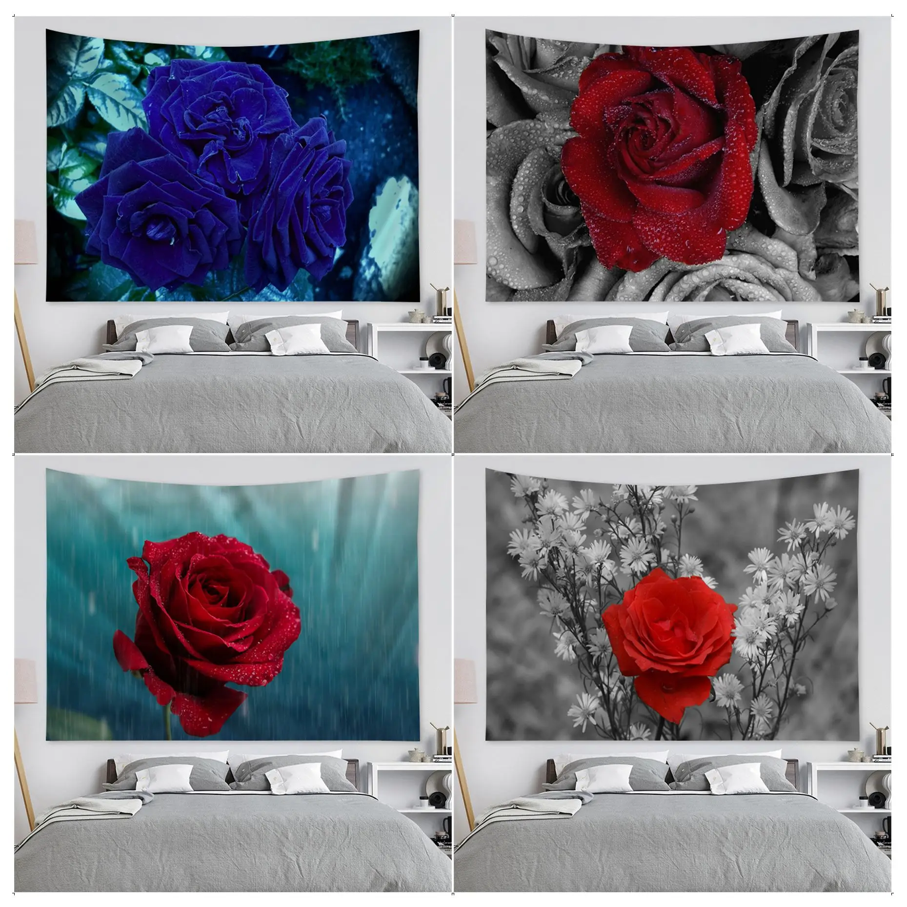 

Настенный гобелен в виде Розы, настенные ковры в стиле хиппи с цветами, декор для спальни, настенный Декор для дома