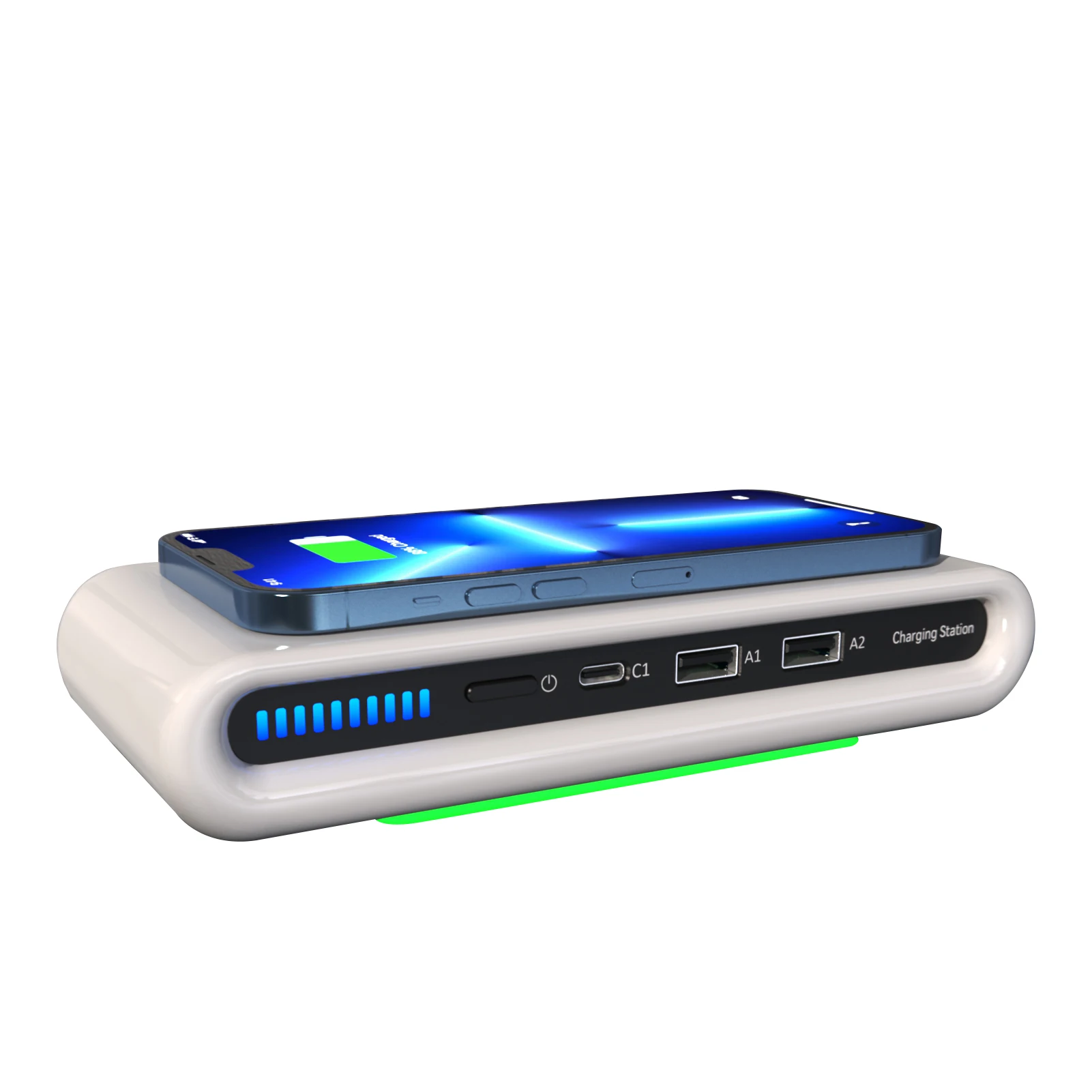

USB Charging Station Multiport 4-Port USB Charging Station With Wireless Charging USB Hub Charger Fast Charging Station
