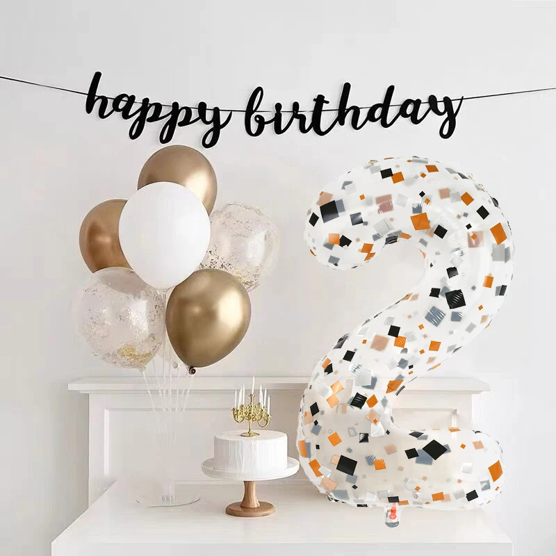 

40inch Transparent Brown Dot Birthday Number Balloons Outdoor Indoor Baby Shower Decor For Kids Adult Standing Number Balloon