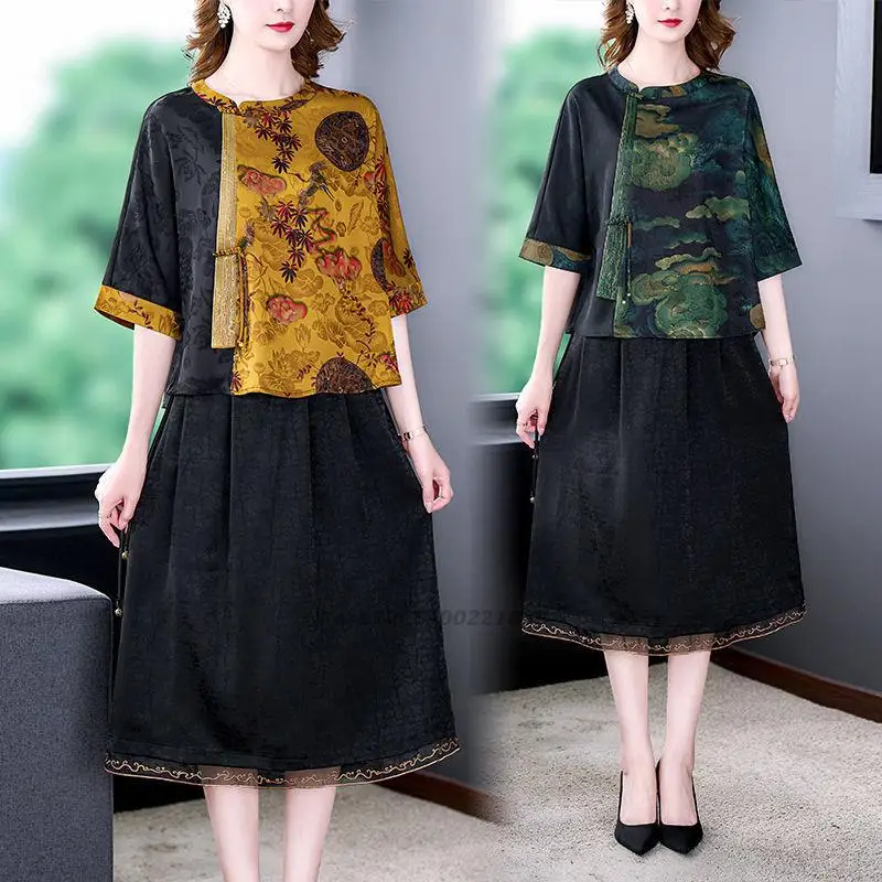 

2023 chinese tops camisa hanfu mujer modern chinese vintage cheongsam blouse retro flower print qipao shirt oriental tang suit