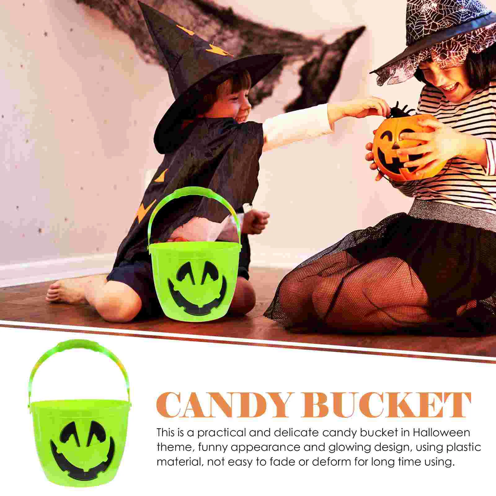 Светящееся ведро с тыквой декор пластиковая банка для конфет на Хэллоуин