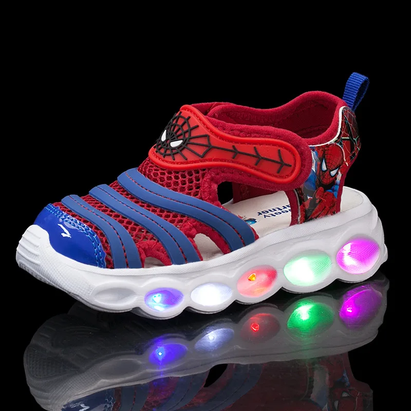 Летние сандалии для мальчиков и девочек мультяшный Человек-паук Холодное сердце