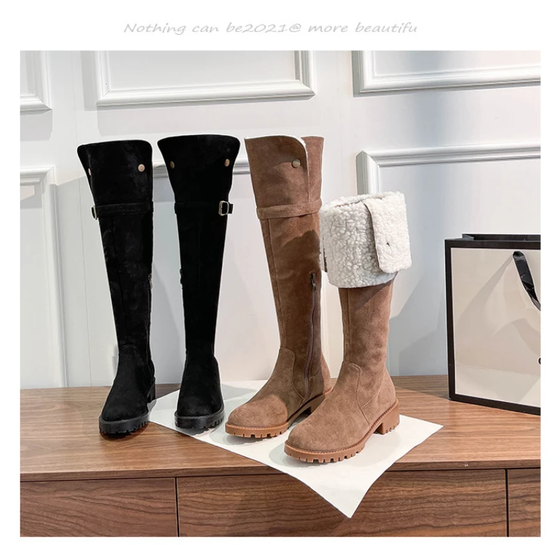 

Snow Boots for Women 2023 New Autumn and Winter Warm Lamb Hair Plush Over The Knee Long Boots
