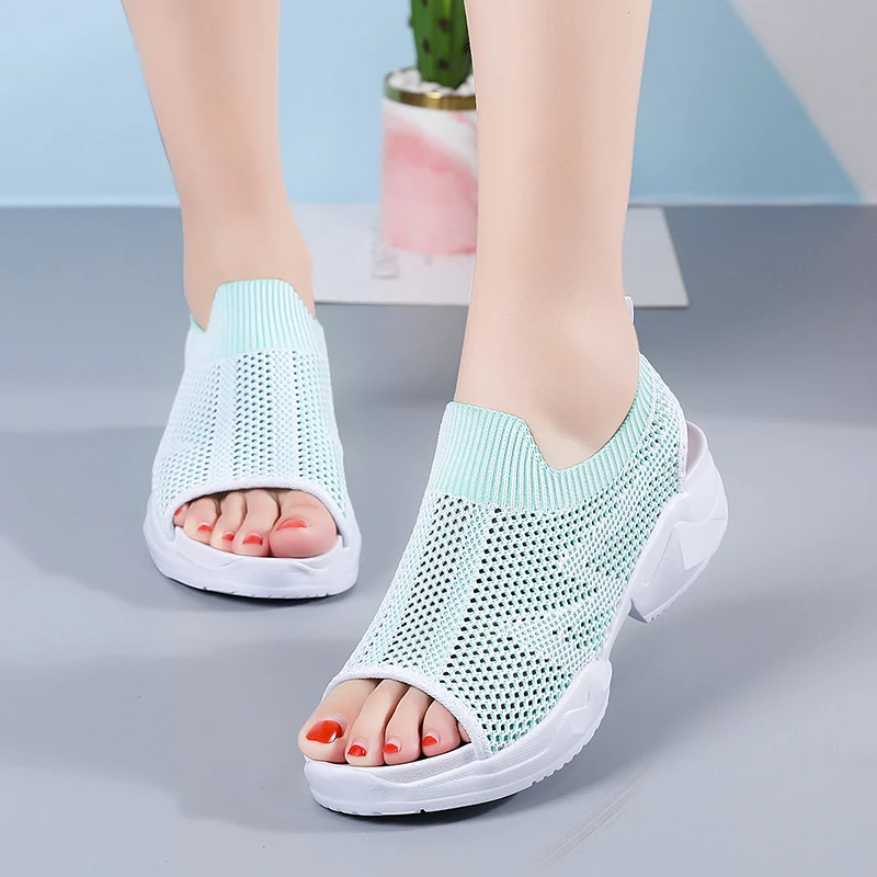 

Plus Size 41 42 Platform Flat Sandals Wedges Sneakers Women 2021 Fashion Woman Peep Toe Black Sandals Female Gladiator Sandalias