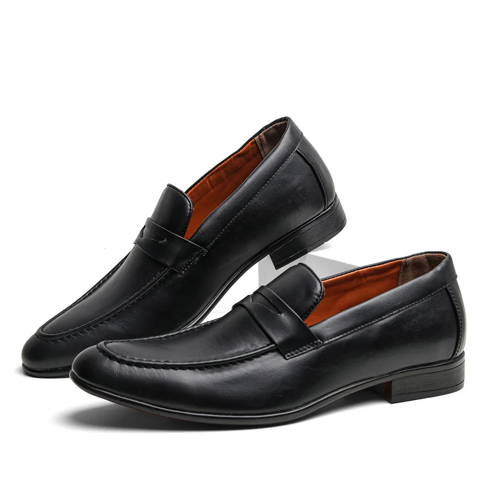 

Luxury Men's Business Shoes Leather Dress Shoes for Men Slip on Loafers Pointed Toe Soft Mocasines Hombre Wedding Formal Shoe