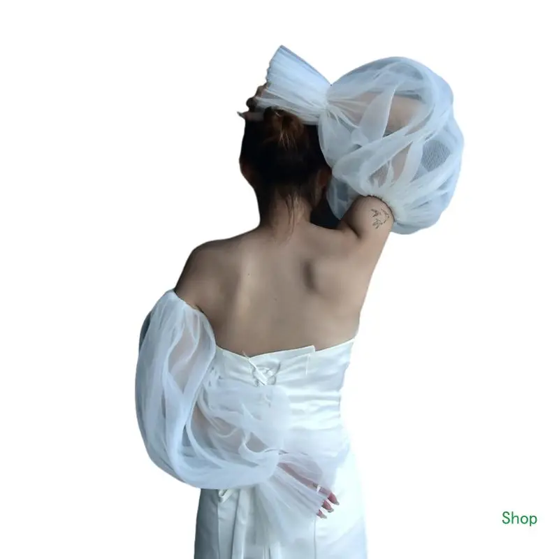 Прямая поставка свадебные съемные пышные рукава белые длинные ручной работы