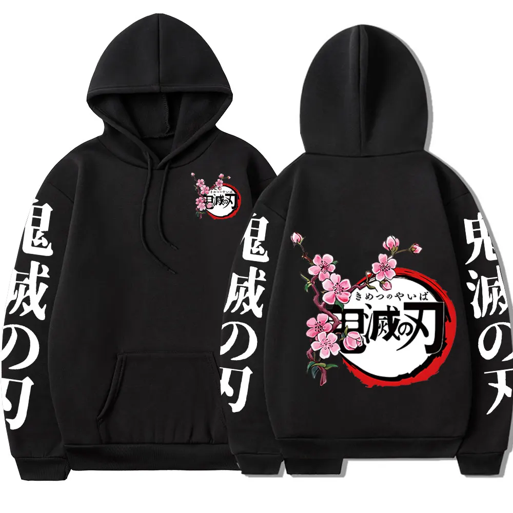 

Demon Slayer Graphic Logo Print Hoodie Anime Kimetsu No Yaiba Pullover Men Long Sleeve Sweatshirt Harajuku Oversized Hoodies
