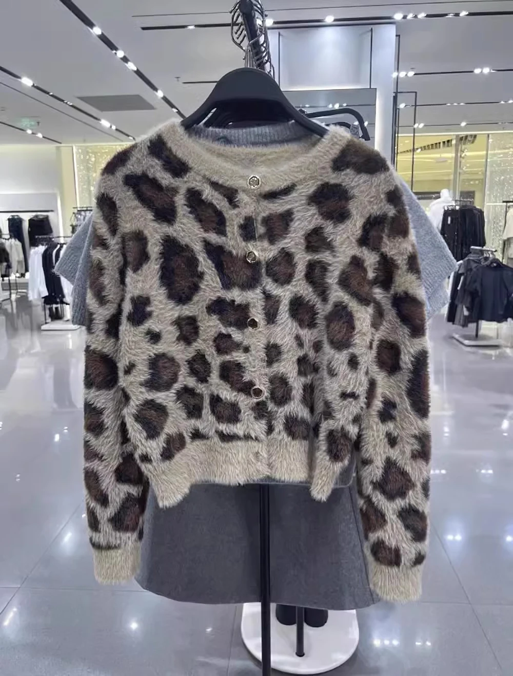 High Street модное однобортное пальто с леопардовым узором женское вязаное на весну и