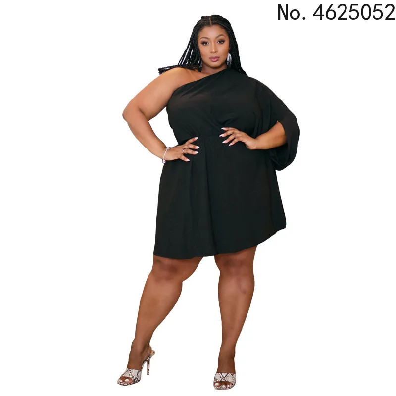 

Lady Dresses One-shoulder Solid Color Ruffles Mini Dress CY0217