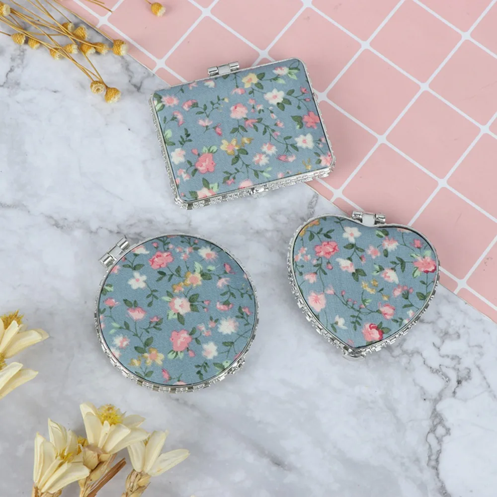 Элегантное винтажное мини-зеркало для макияжа с цветочным рисунком портативный