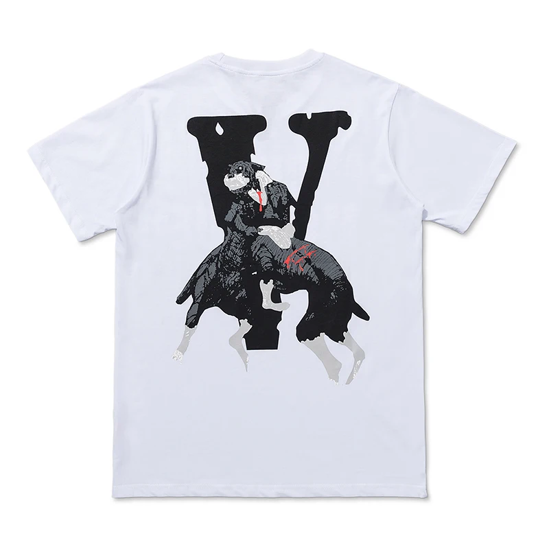 

VLONE Men T Shirt 100% Cotton Original Brand Streetwear Women's T-shirt USA Summer Short Sleeve Tshirt Vlone Bulldog City Morgue