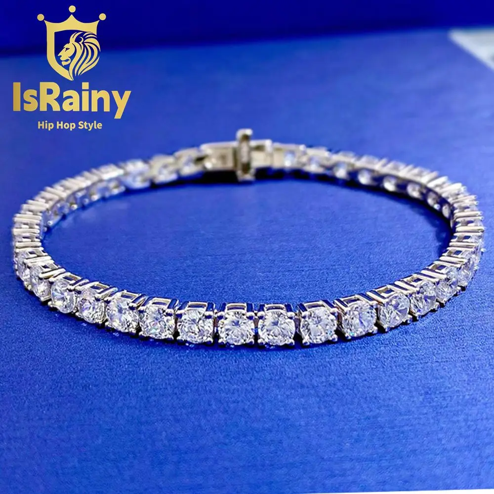 

IsRainy, серебряные браслеты в стиле хип-хоп с бриллиантами, 4 мм