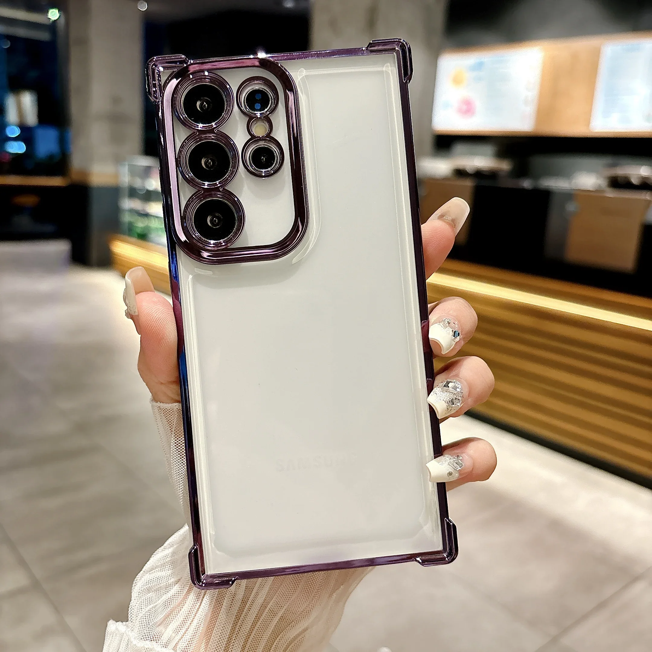 Прозрачный противоударный чехол с четырьмя углами для Samsung Galaxy S24 S23 S22 S21 S20 Ultra Plus FE