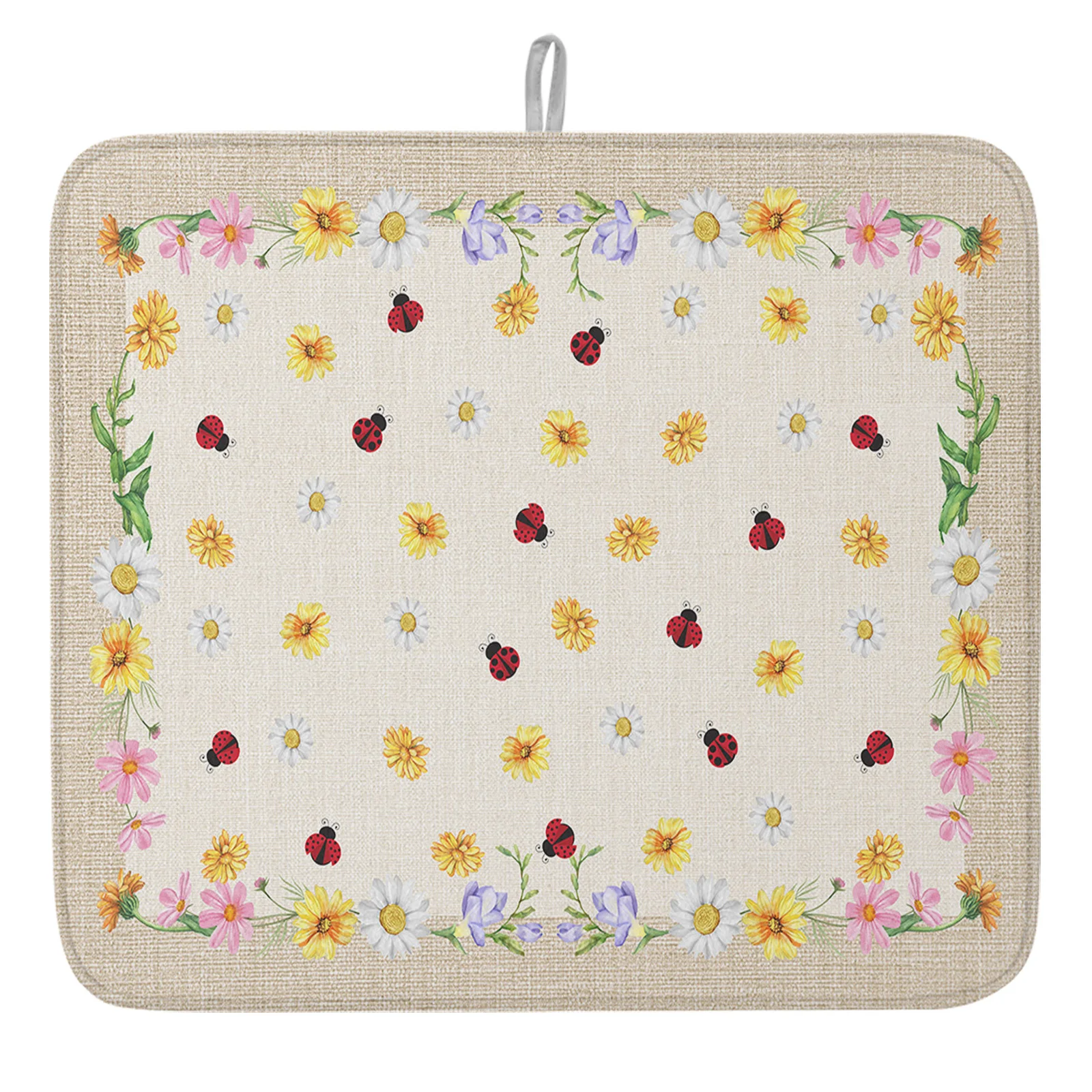 Летний коврик с маргариткой «божья коровка», аксессуары для кухонного стола, коврики для сушки посуды, посуды