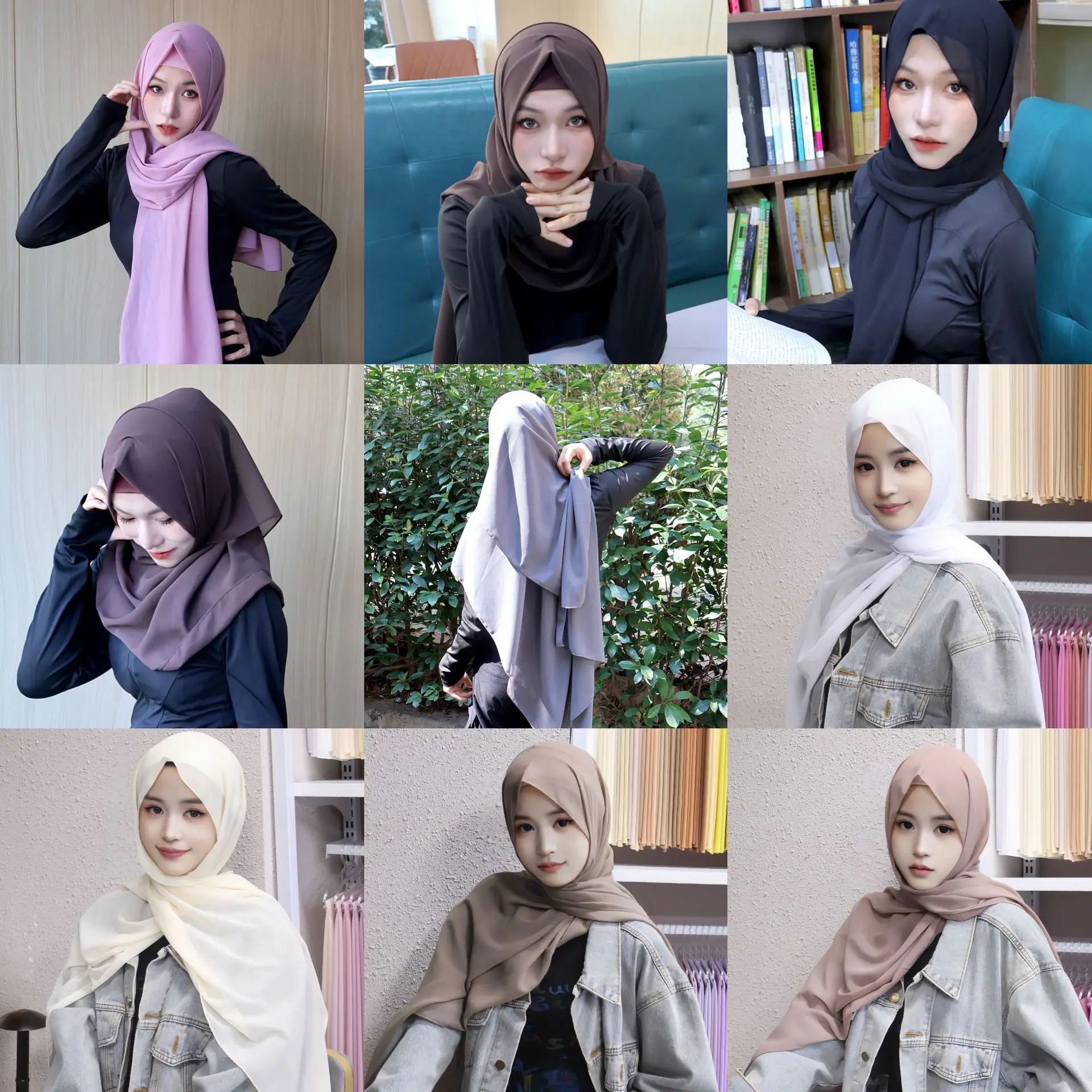 2 шт./компл. мгновенный шифоновый хиджаб с модальной подложкой базовый эластичный