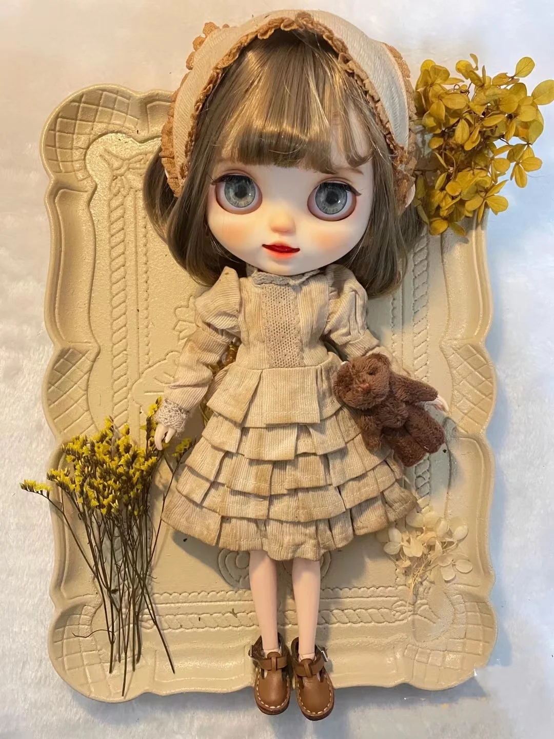 

Tea dyeing series BJD Blythe Clothes dress 1/6 30cm Dolls (Fit for Pullip,Ob24, Licca)