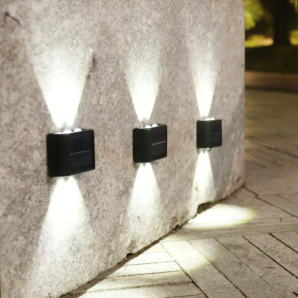 

2pcs Outdoor LED Solar Light Waterproof Atmosphere Wall Lamps for Porch Garden Path Street Solar Powered Wall Lamp