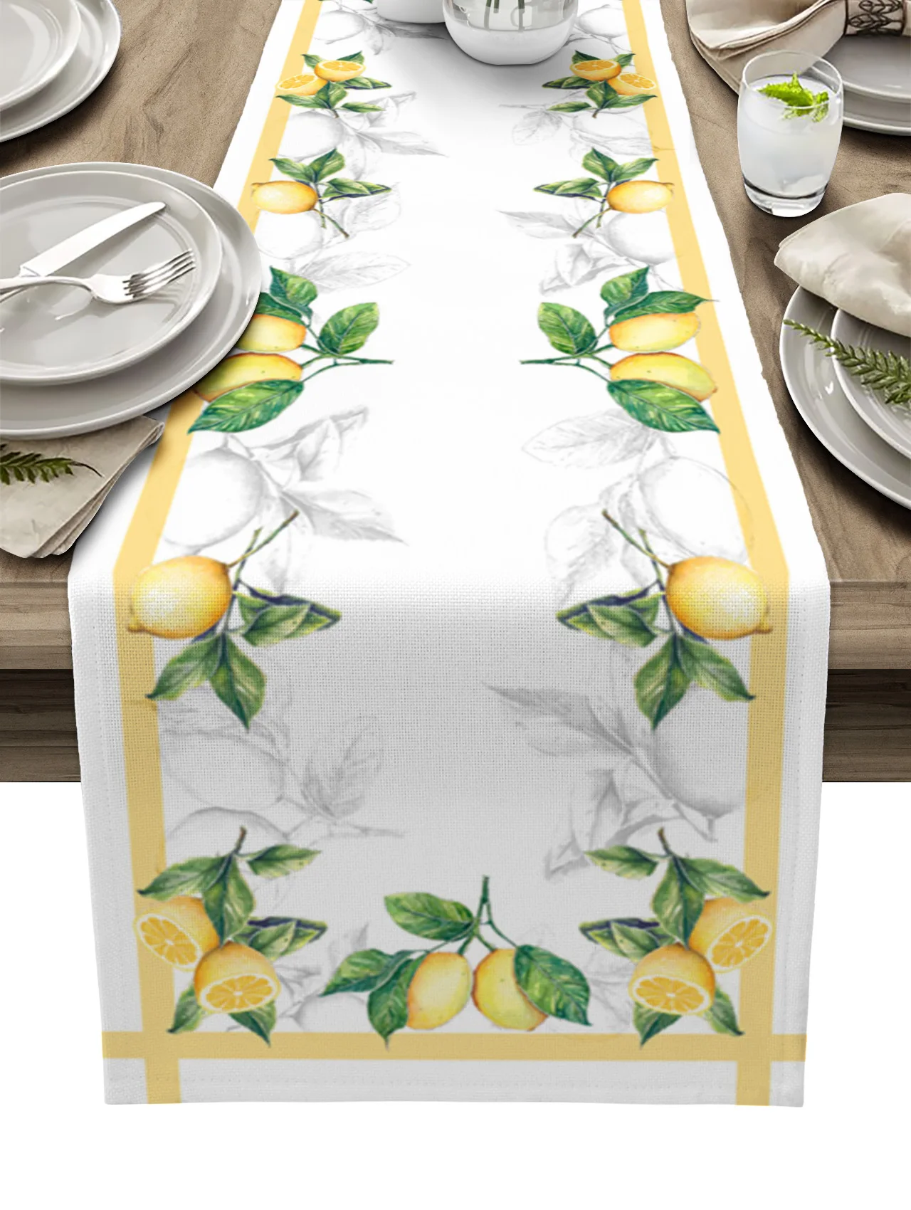 

Лимон свежие цитрусовые листья настольная дорожка для гостиной кухни домашняя скатерть для улицы вечеринки свадьбы модная подстилка