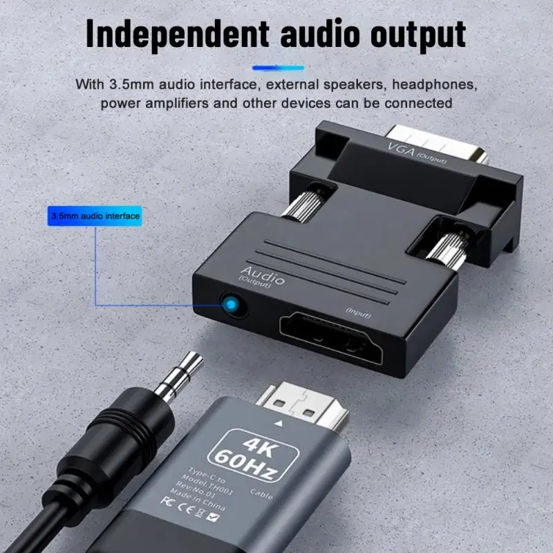 

Переходник с VGA на HDMI, преобразователь с HDMI на VGA, HD 1080P адаптер, преобразователь для ПК, ноутбука в HD проектор для ТВ, видео, аудио