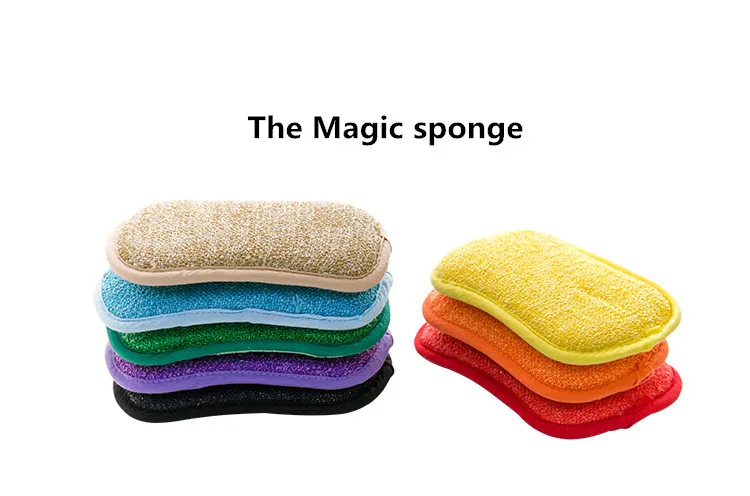

New Kitchen Cleaning Sponge Double Sided Sponge Scrubber Gadget For Dishwashing Scouring Pad Dish Cloth Kitchen Cleaning Tools