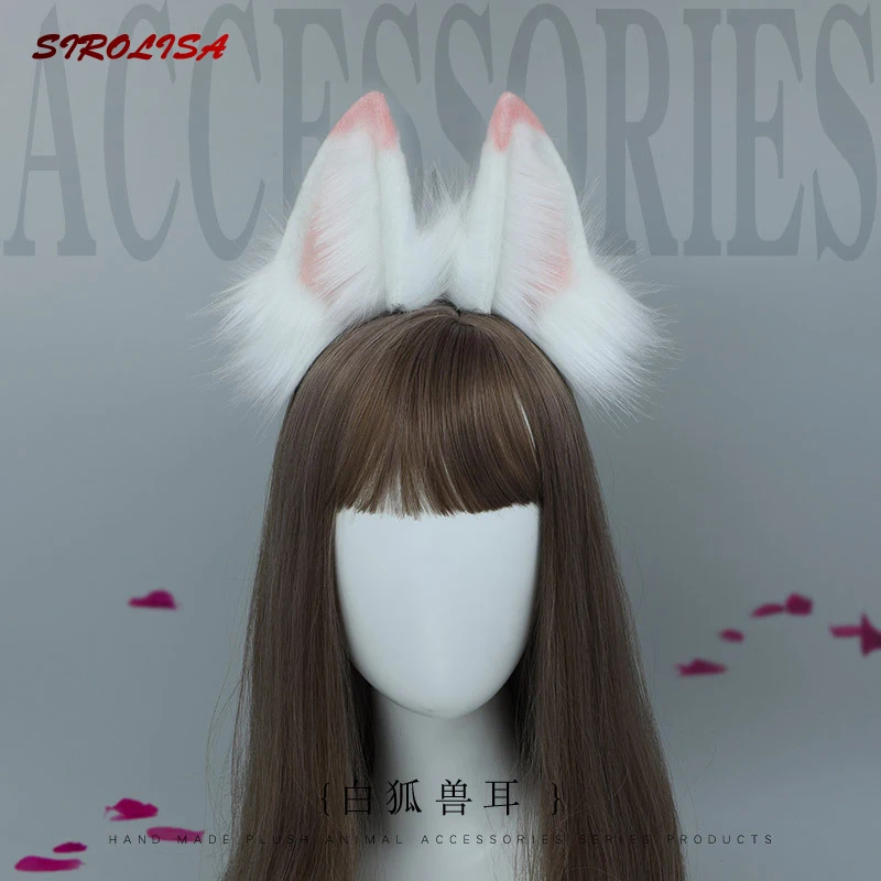 

SIROLISA Cute Fox Handmade Hairband Plush Fox Ears Realistic Animal Girl Fashion Adjustable Hair Hoop Party Cosplay Accessories