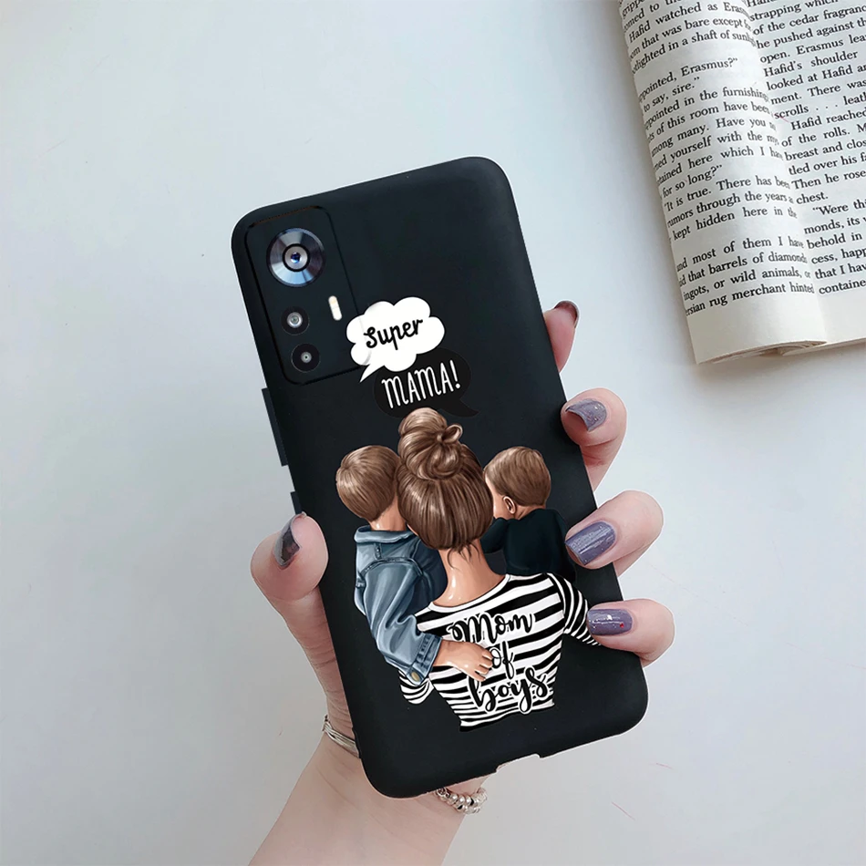 Чехол для телефона Xiaomi 12 12T Pro 12X 12S Lite тонкий мягкий с надписью Super Mom Baby модный