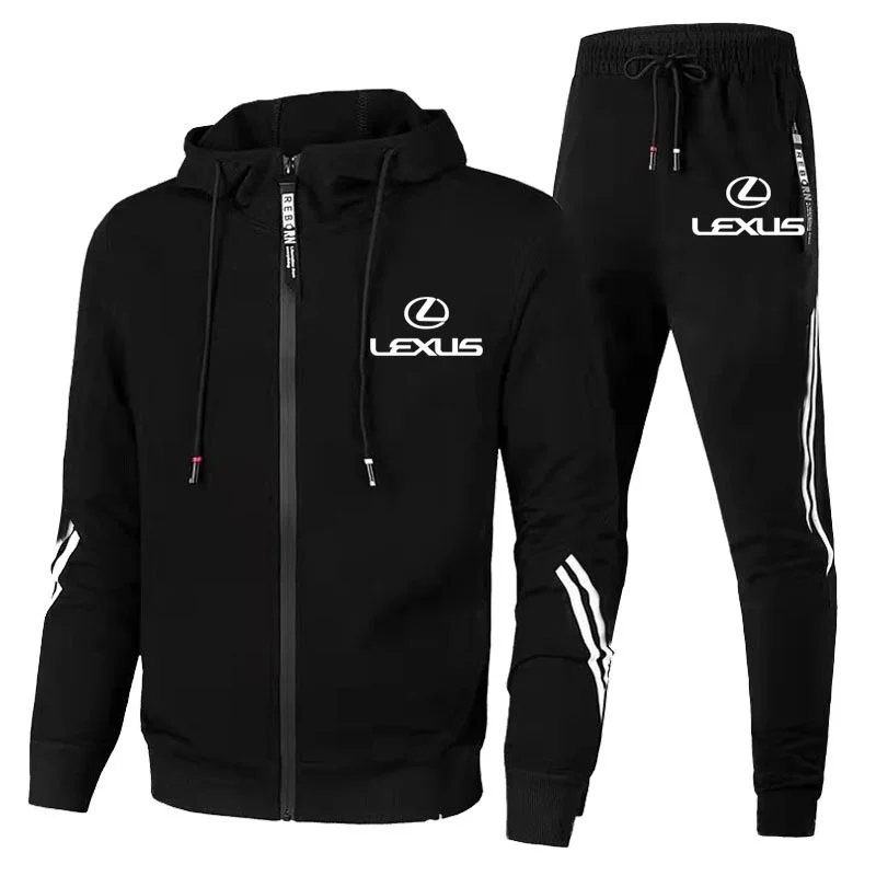 

2021 new Mens Striped Tracksuit LEXUS Car Logo Print Hoodie Suits 2 Piece Hoodies&Pants Sportswear Jogging Casual Sets