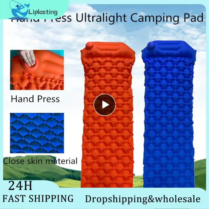

Upgraded Inflatable Outdoor Camping Sleeping Pad Mattress With Pillows Ultralight Air Mat Built-in Inflator Pump Travel Hiking