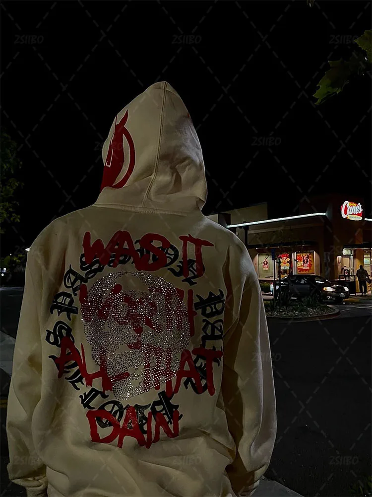 Женский свитер с капюшоном Y2k в стиле хип-хоп абрикосового цвета принтом уличный