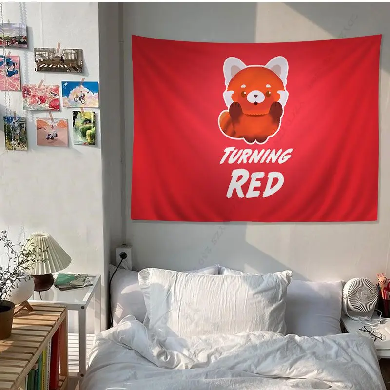 Милый гобелен на стену в виде панды из мультфильма поворачивающаяся красная