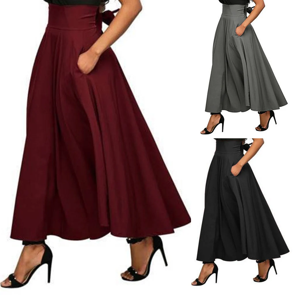 2022TC Fabric Skirt For Professional Women Office work dress Slim waist high bow belt pleated skirt 3 color optional skirt