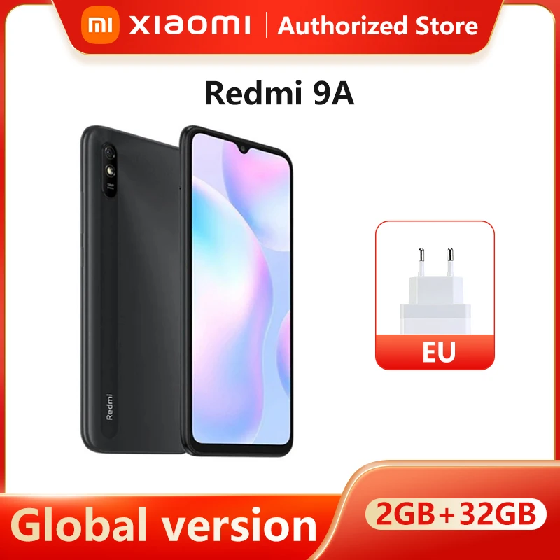 Global Version Xiaomi Redmi 9A Mobile Phone 2GB RAM 32GB ROM MTK Helio G25 Octa Core 6.53'' 5000mAh Battery 13MP Camera Redmi9A
