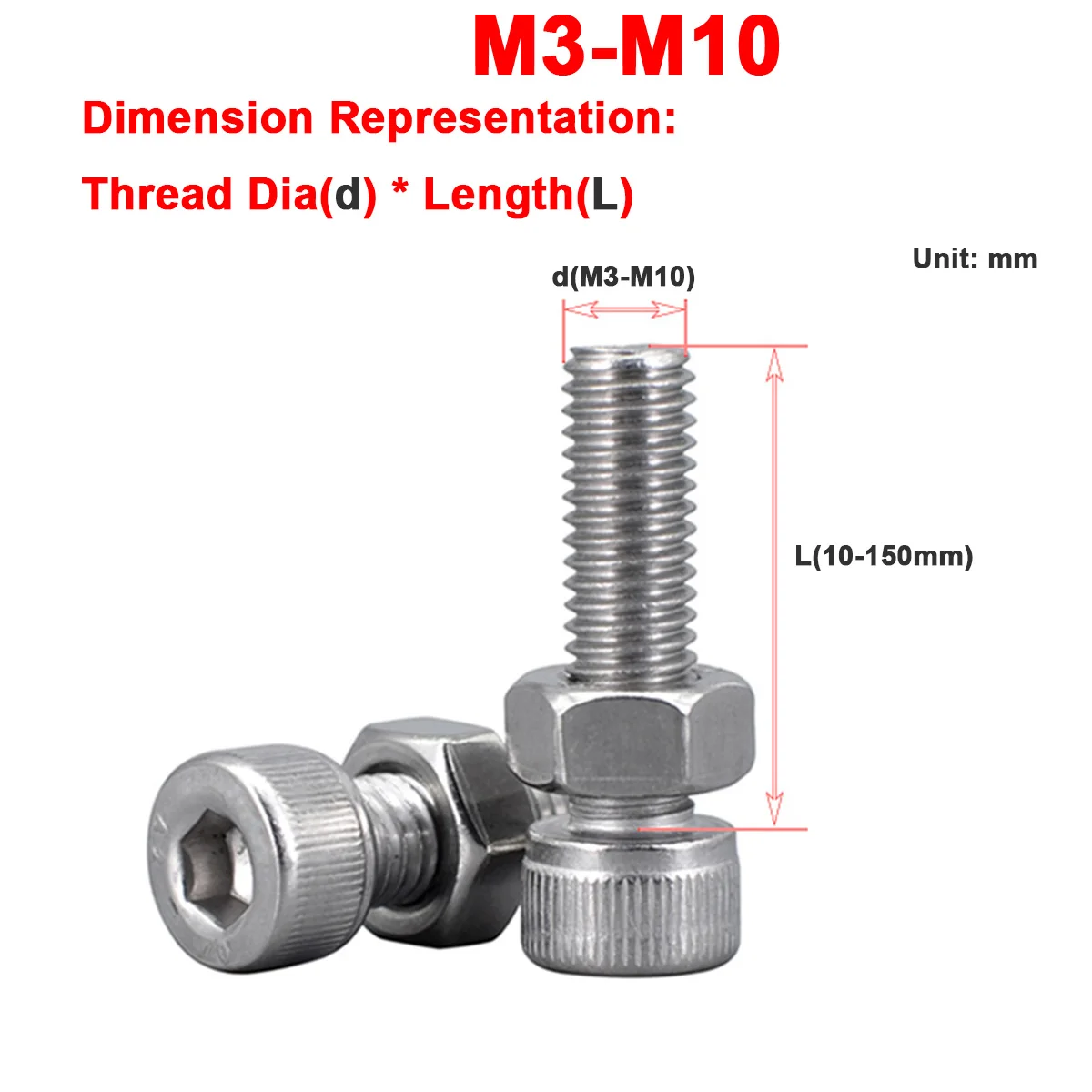 Комбинация болтов и гаек M6M8M10