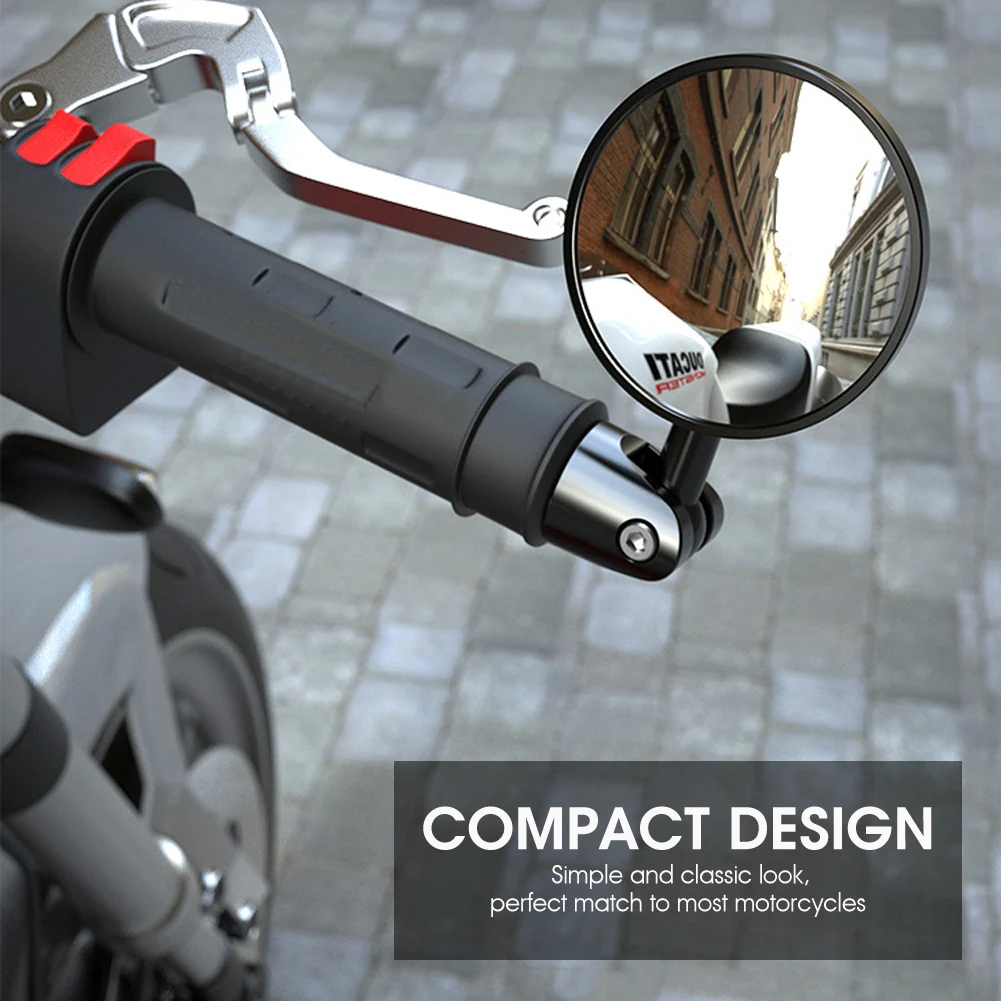 

1Pair Motorcycle Rear View Mirrors Full-angle Folding handle Aluminum alloy Round rearview Mirror Universal Retrofit accessories