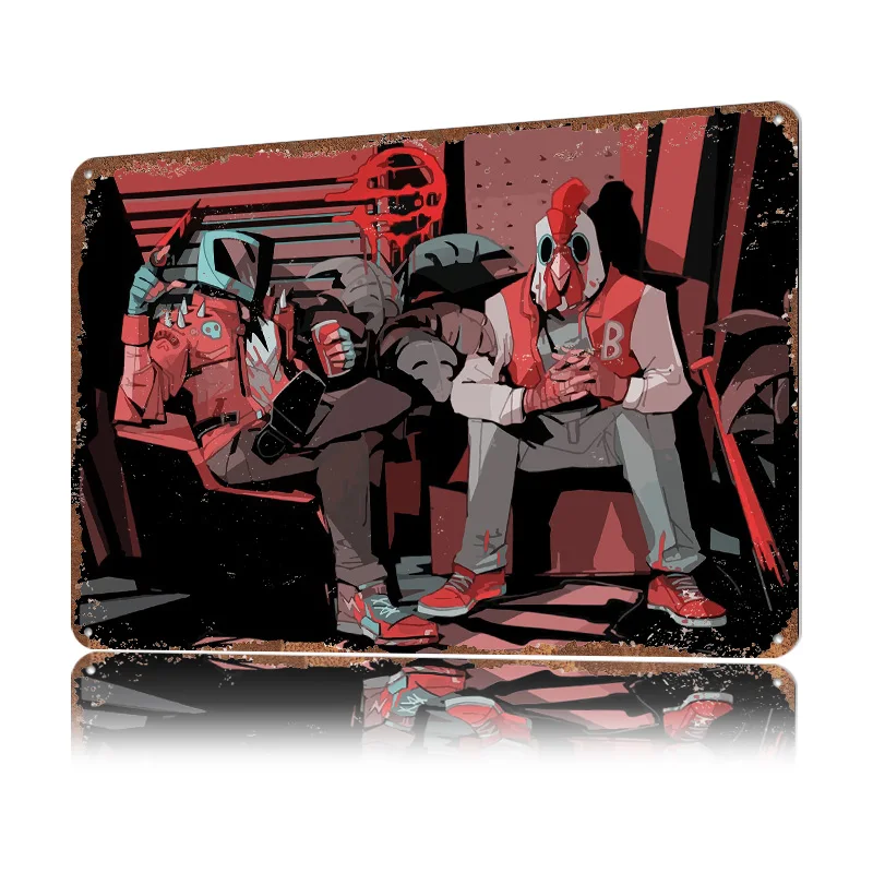 Фото Металлический 3D-постер Hotline Miami с текстурой, настенное искусство, жестяная табличка, подарок для мужской комнаты, декор для спальни, украшение интерьера №3