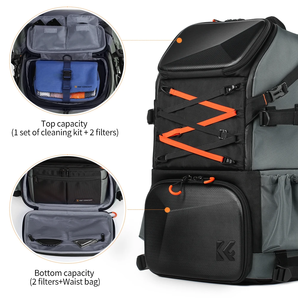Фото Рюкзак-трансформер K&F CONCEPT 32L 2-в-1 для фотоаппаратов Canon и Sony DSLR, с отделением для ноутбука, водонепроницаемый, с чехлом от дождя №3