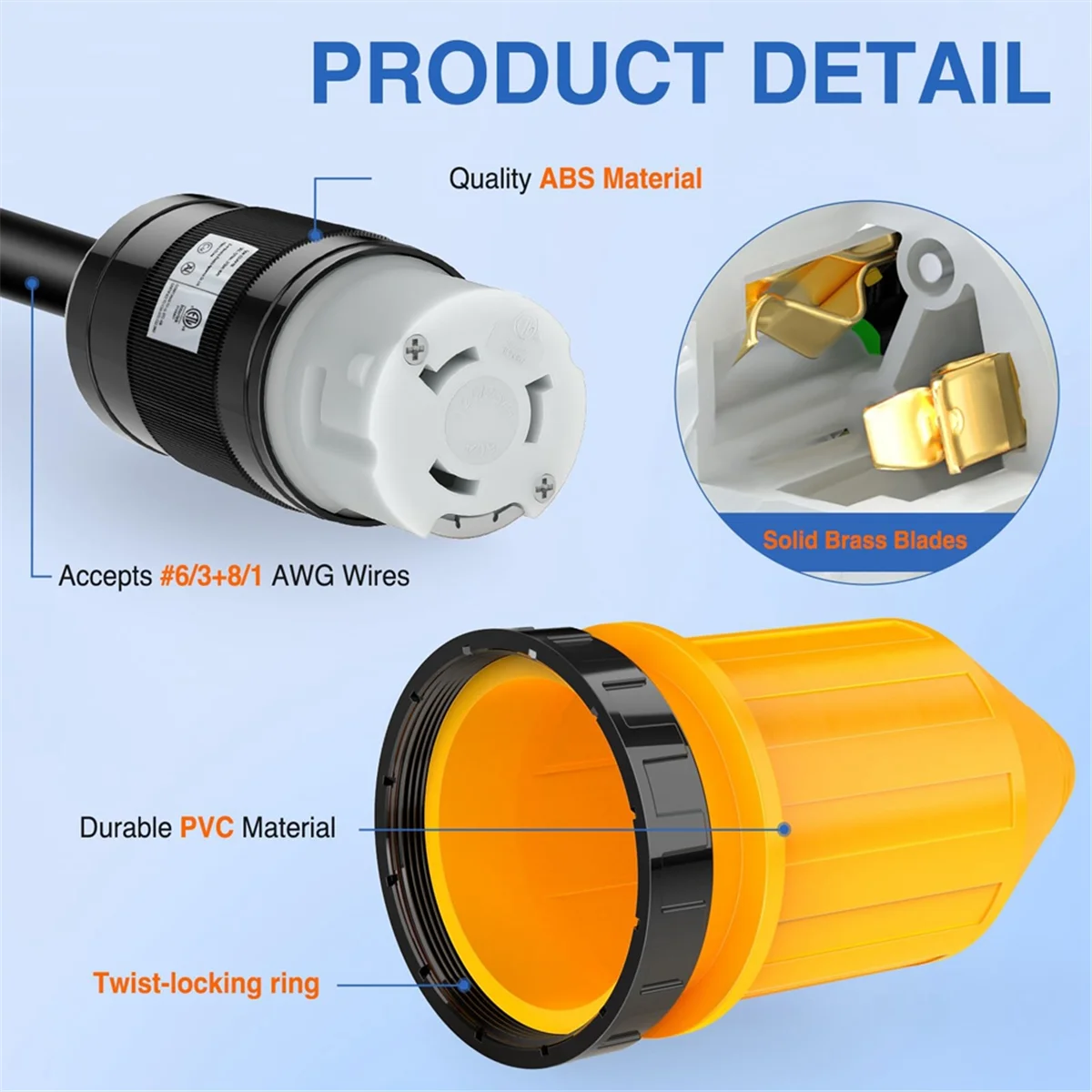 Шнур питания на 50 ампер для автофургона с крышкой блокировки загрузки 125/250 В