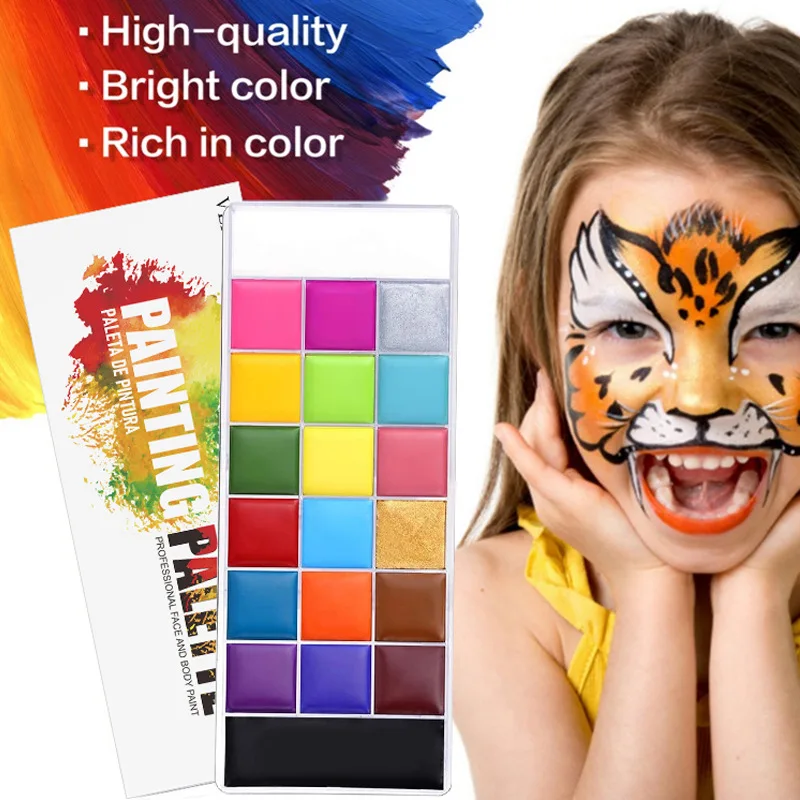 

20Color Face Body Painting Oil Safe Kids Flash Painting Art Halloween Party Fancy Dress Beauty Makeup Palette kids face