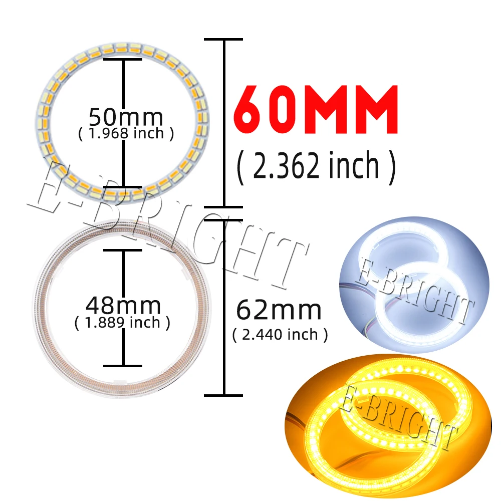 

1/2 шт. 24 В 12 В ангельские глазки Halo кольца белый янтарь 4014LED автомобильные фары DRL дальнего света 60 70 80 мм 90 мм 95 мм 100 мм 110 мм 120 мм