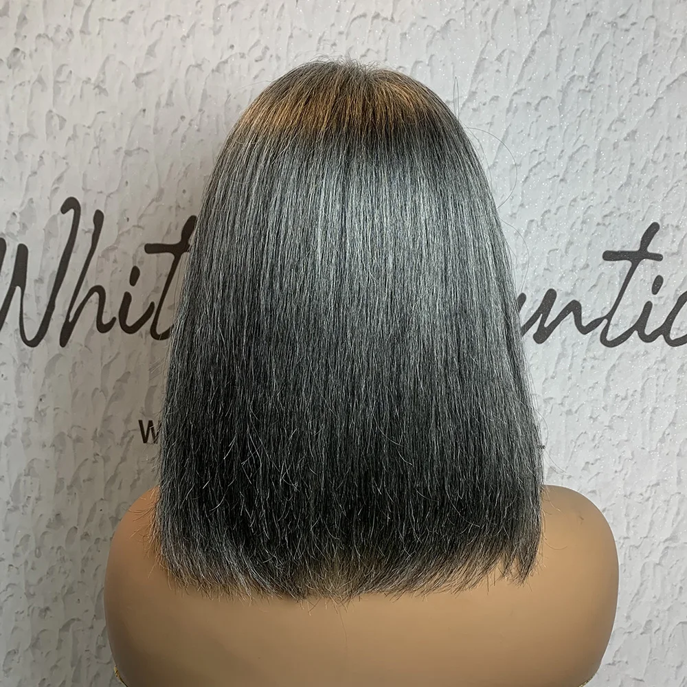 Парики из смешанных серых человеческих волос парики машинной работы для женщин