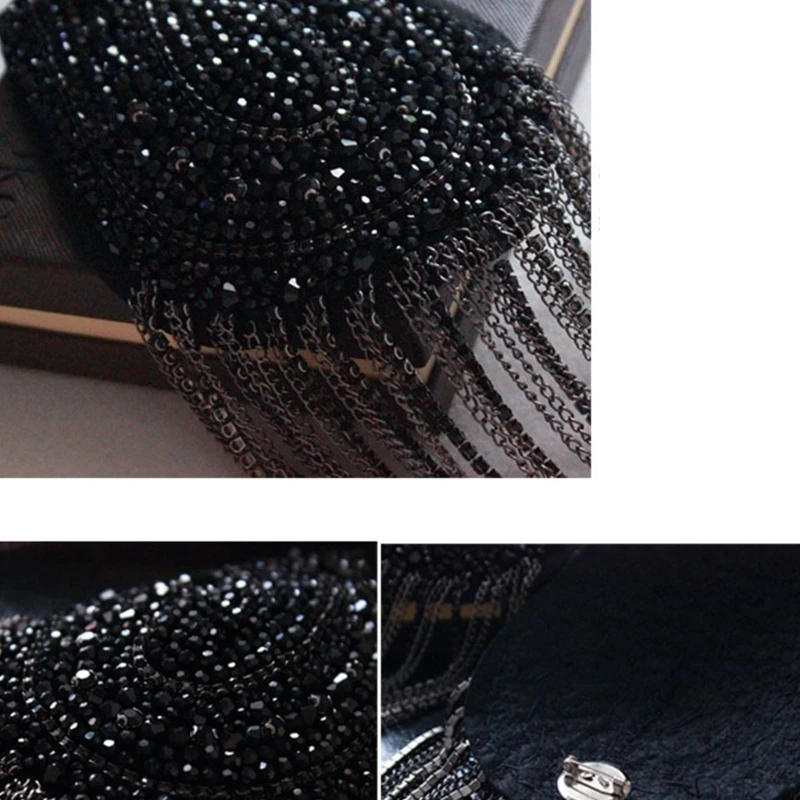 

for rhinestone Shoulder Jewelry Epaulet Shoulder Boards Tassels Shoulder Pads 3D Nightclub Retro Pin Brooch Clothing