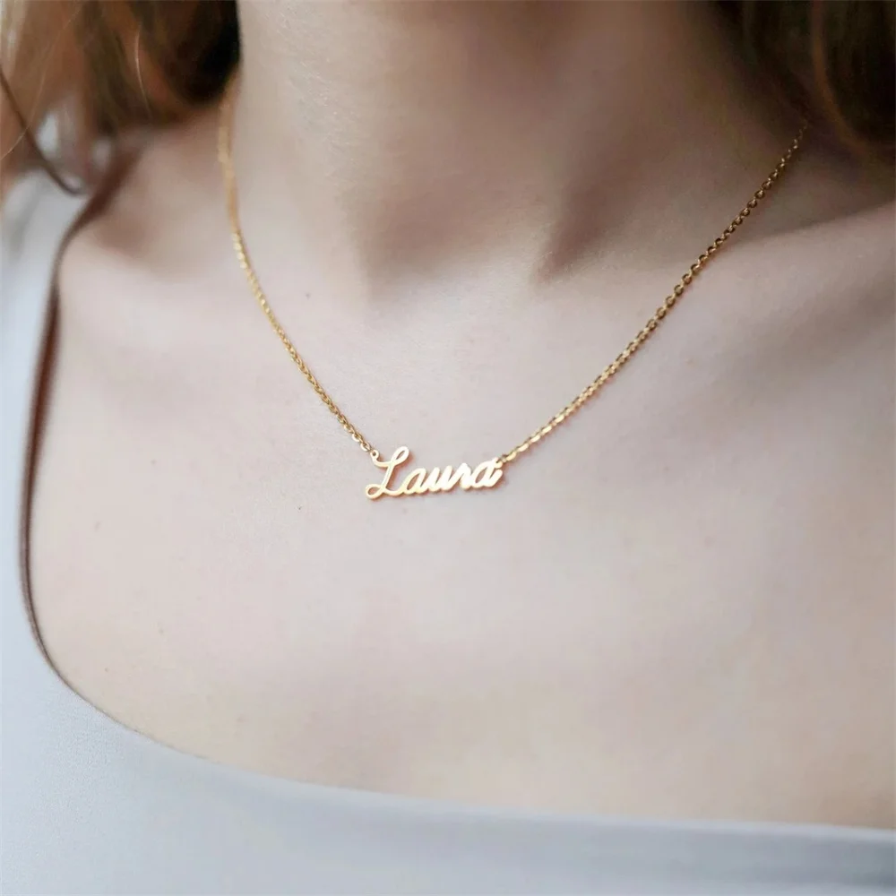 

Custom Name Necklace for Women Stainless Steel Customize Nameplate Pendant Gold Choker Chain Personalize Jewelry Friendship Gift