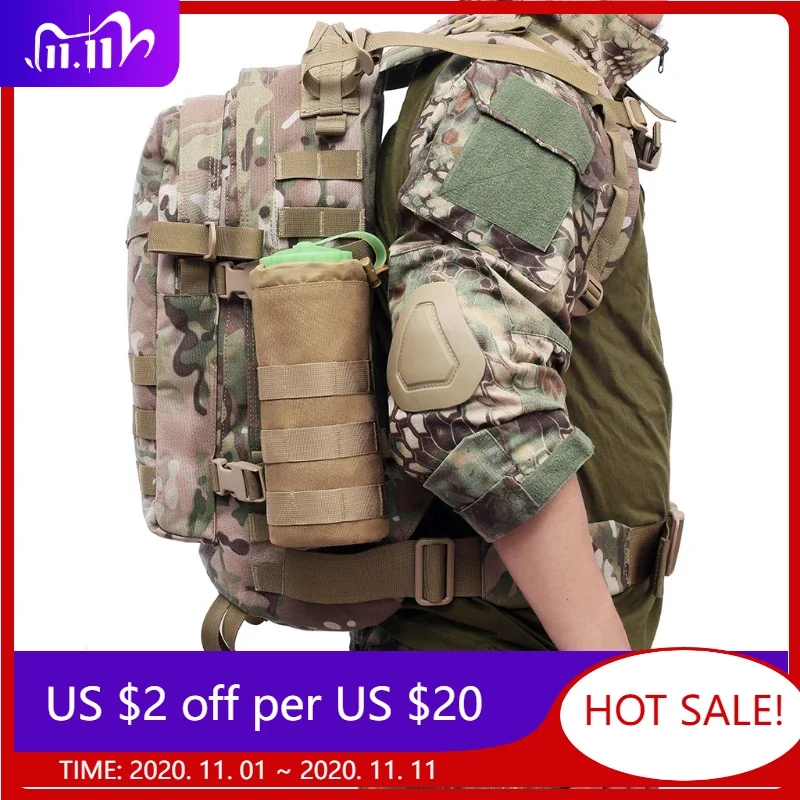 

Tactical Molle Water Bottle Bag Military Outdoor Camping Hiking Drawstring Holder Multifunction Bottle Pouch Pocket
