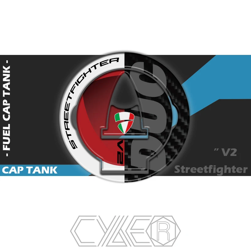 

Для Ducati Streetfighter V4 V4S V4SP V2 3D наклейка на крышку топливного бака наклейка на топливную крышку Новинка 2018-2023 красно-белое углеродное волокно