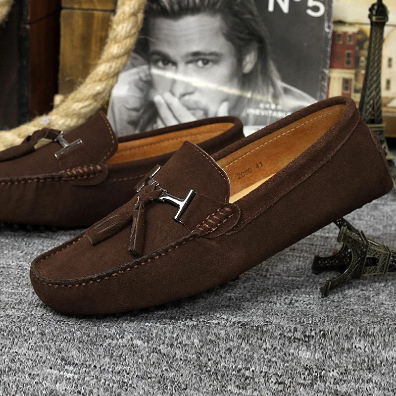 Vanmie Casual Men Shoes Tassels Men Loafers Shoes Genuine Leather Loafers Soft Moccasins Men Suede Loafers for Men Male Flats